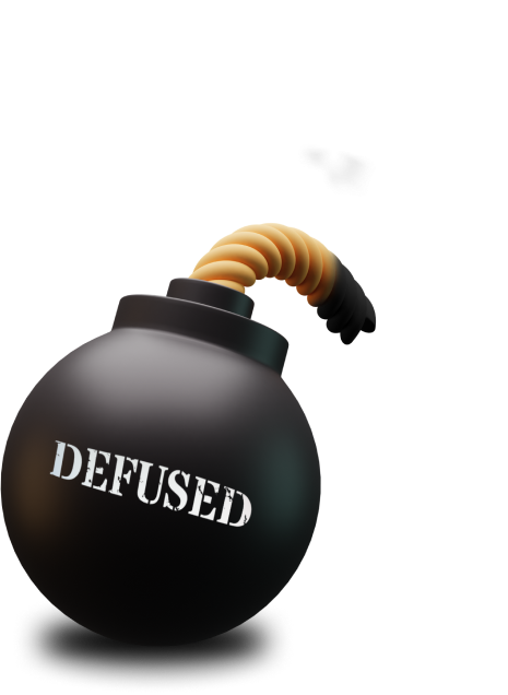 The bomb has <strong>been defused</strong>